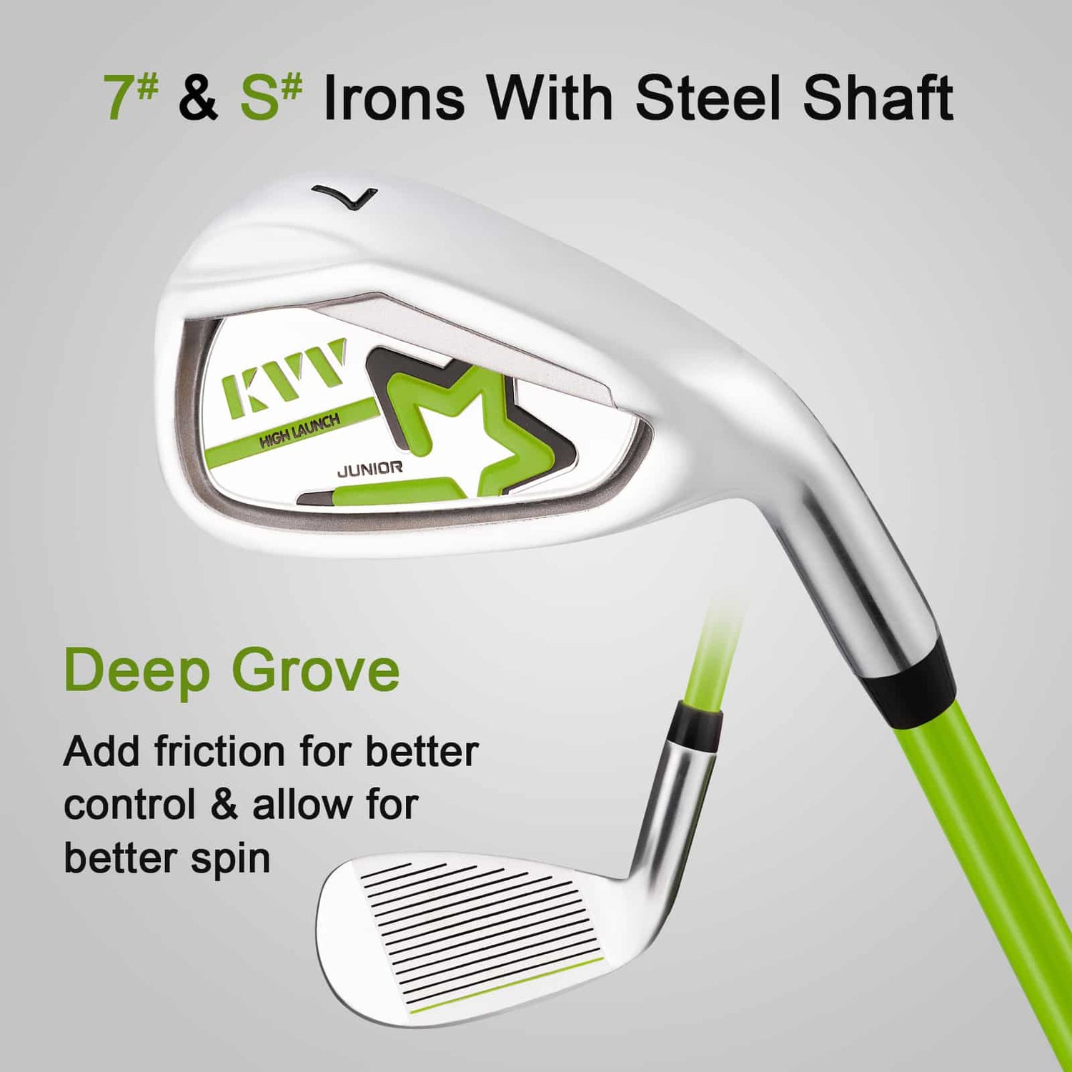 KVV Junior  Golf Club  S# and 7# irons Lime