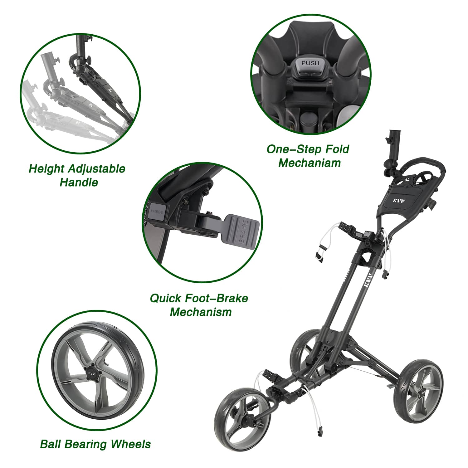 Foldable Golf Caddy With Quick Release Wheels shops & Height-Adjustable Handle